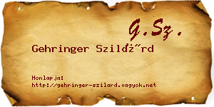 Gehringer Szilárd névjegykártya